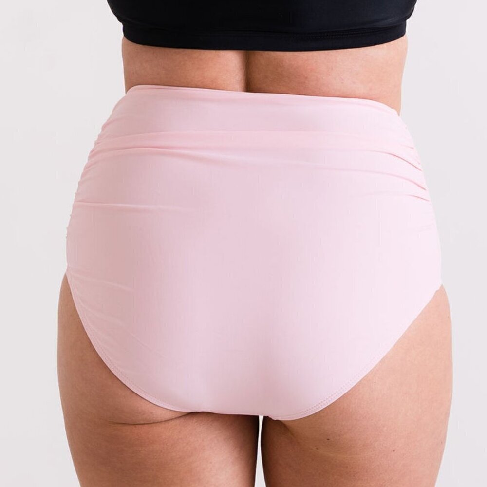 High Waist Ruched Bikini Bottom Soft Pink - Picture 5 of 10